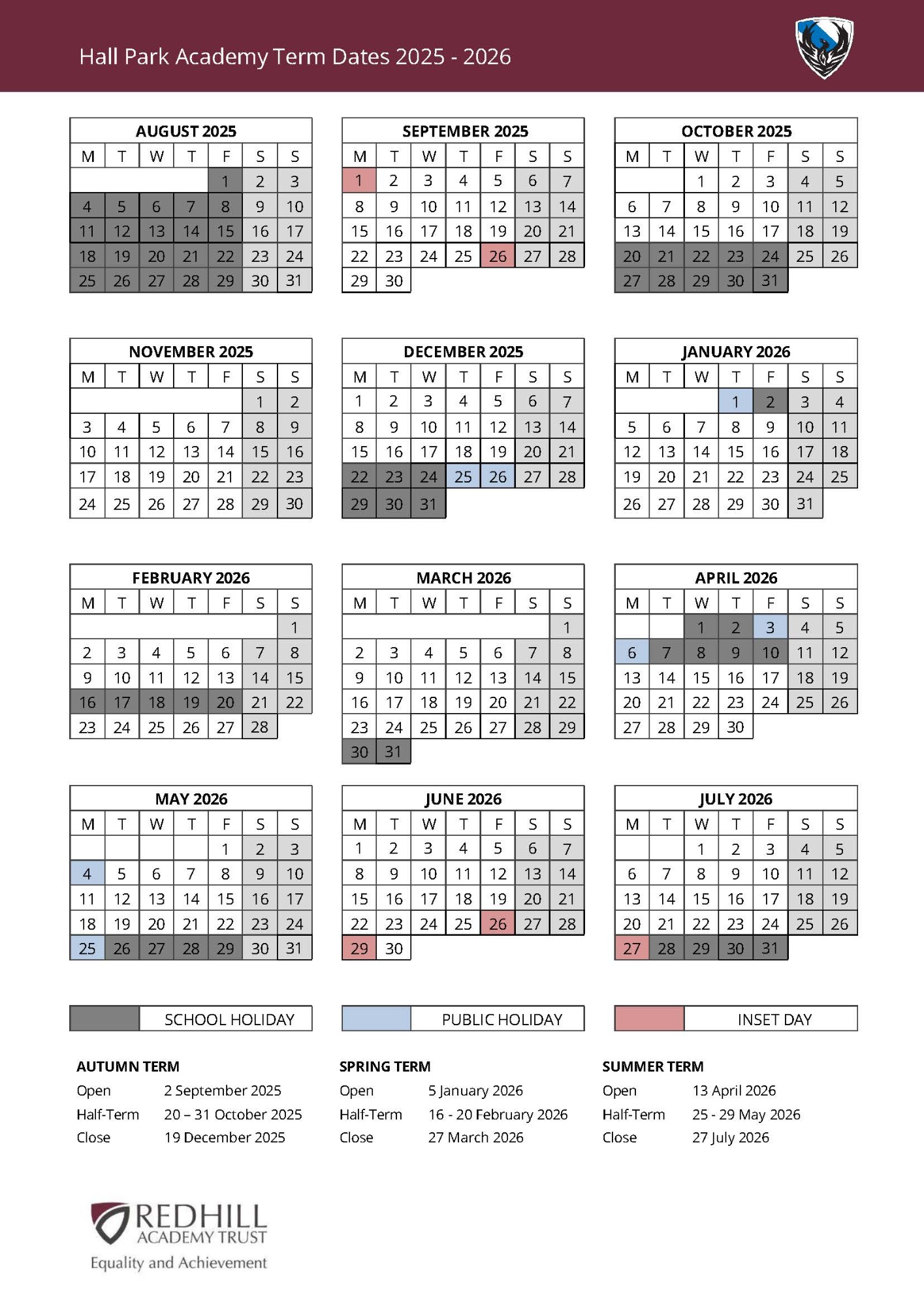 Term Dates 2025-2026